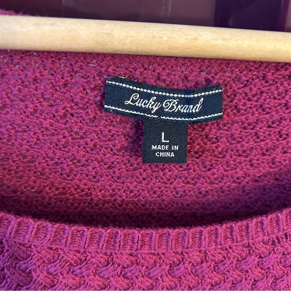 Lucky Brand Burgundy Lace Hem Sweater - Picture 5 of 5